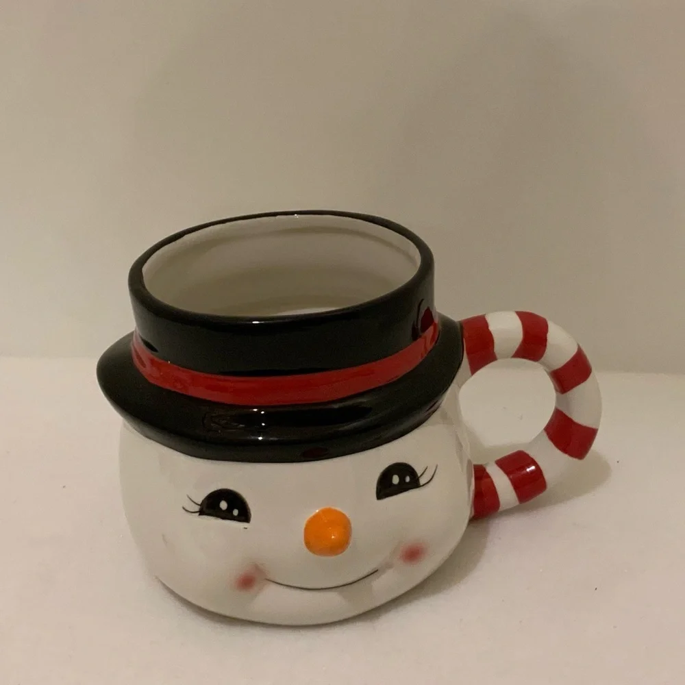 Snowman Mug with Candy Cane Handle